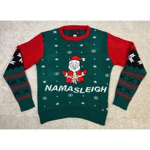 American Stitch Mens XL‎ Green Santa Namasleigh Ugly Christmas Sweater
